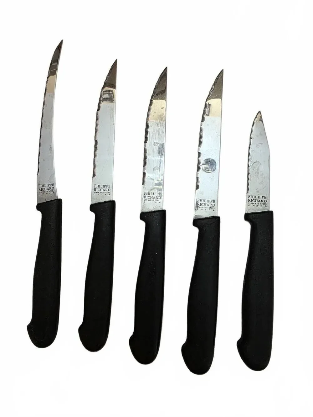 Philippe Richard 5 Piece Stainless Steel Knife Set Black Handles Kitchen Cutlery